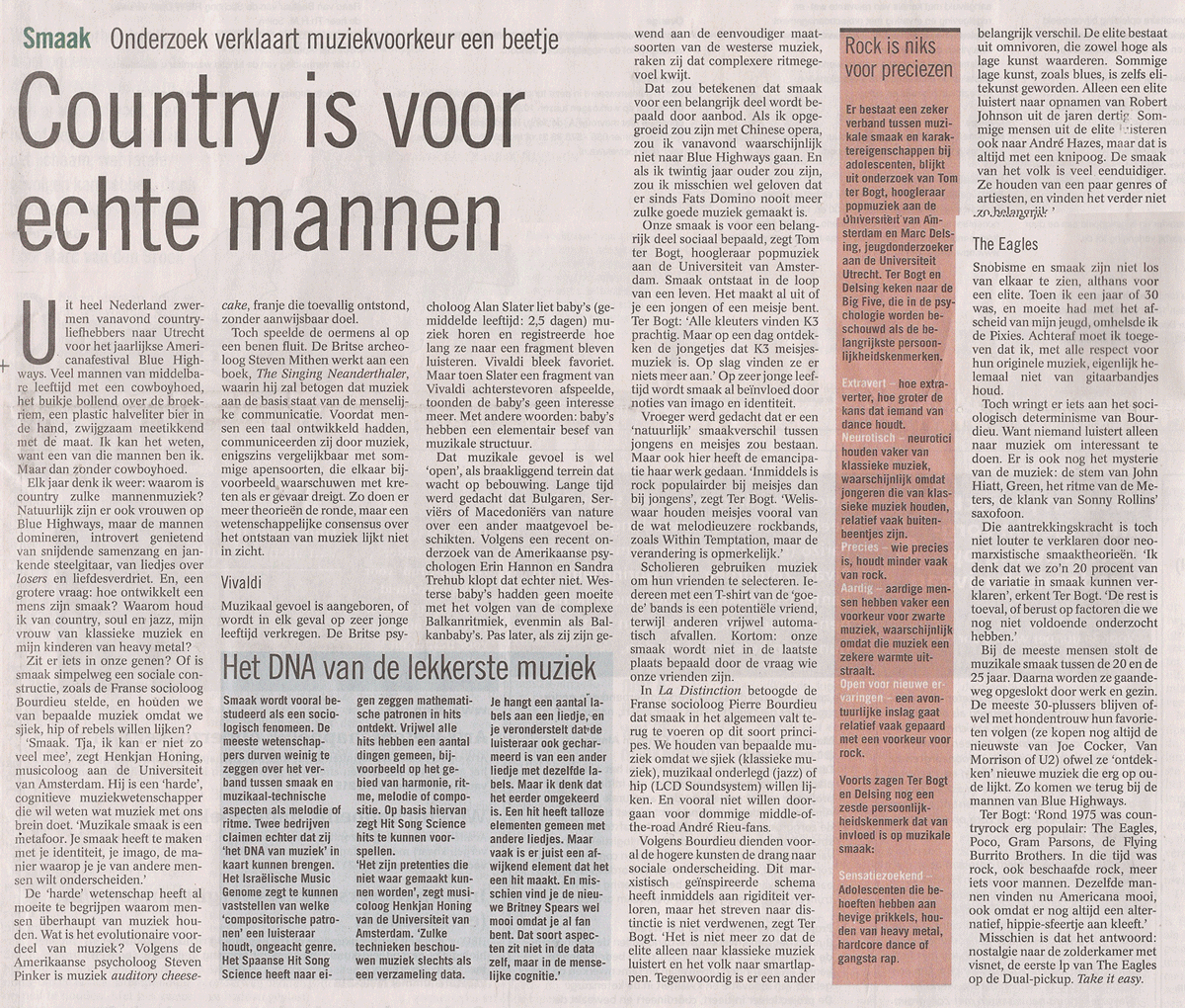 Volkskrant Wetenschapsbijlage, 23.04.2005.