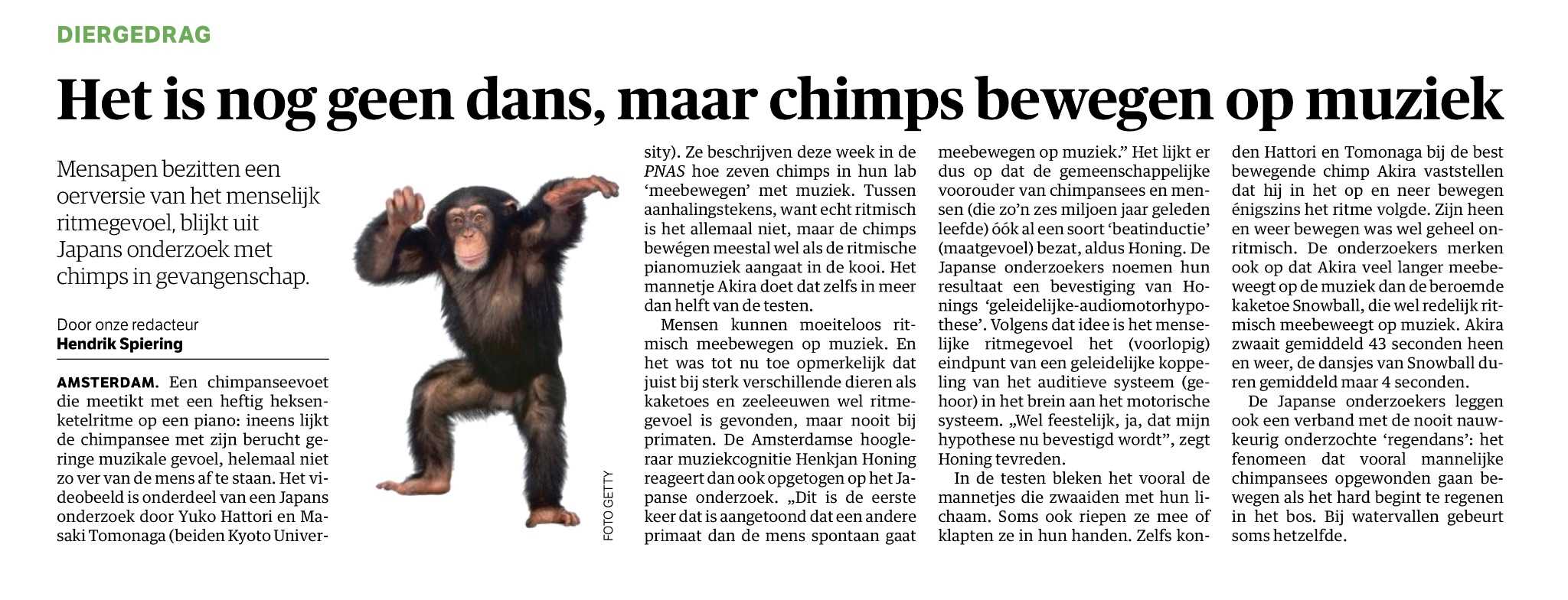 Chimps bewegen op muziek