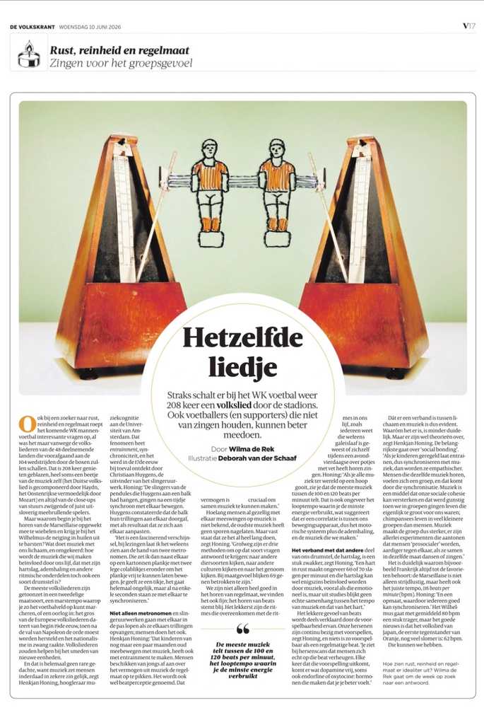 Meezingen met een volkslied brengt eenheid in de groep